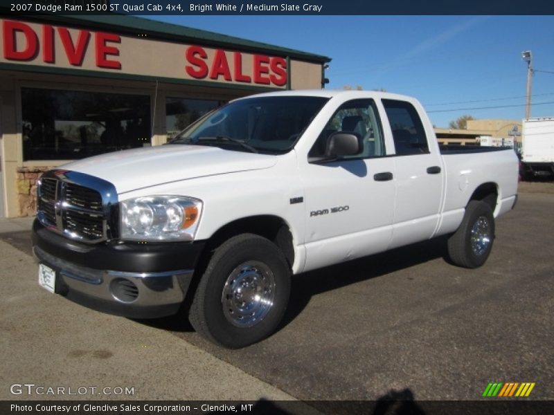 Bright White / Medium Slate Gray 2007 Dodge Ram 1500 ST Quad Cab 4x4