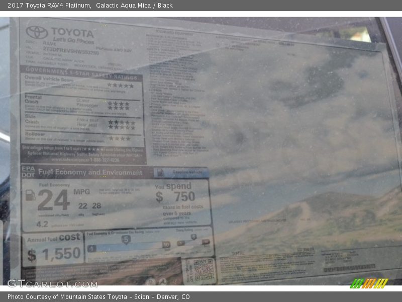 Galactic Aqua Mica / Black 2017 Toyota RAV4 Platinum