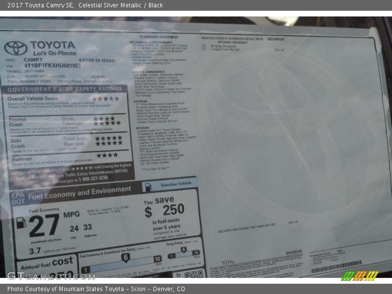 Celestial Silver Metallic / Black 2017 Toyota Camry SE