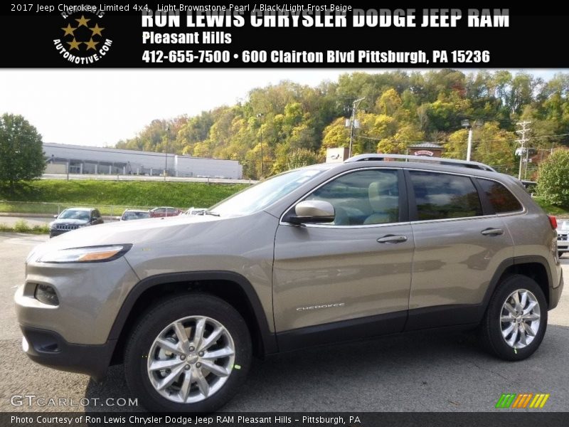 Light Brownstone Pearl / Black/Light Frost Beige 2017 Jeep Cherokee Limited 4x4