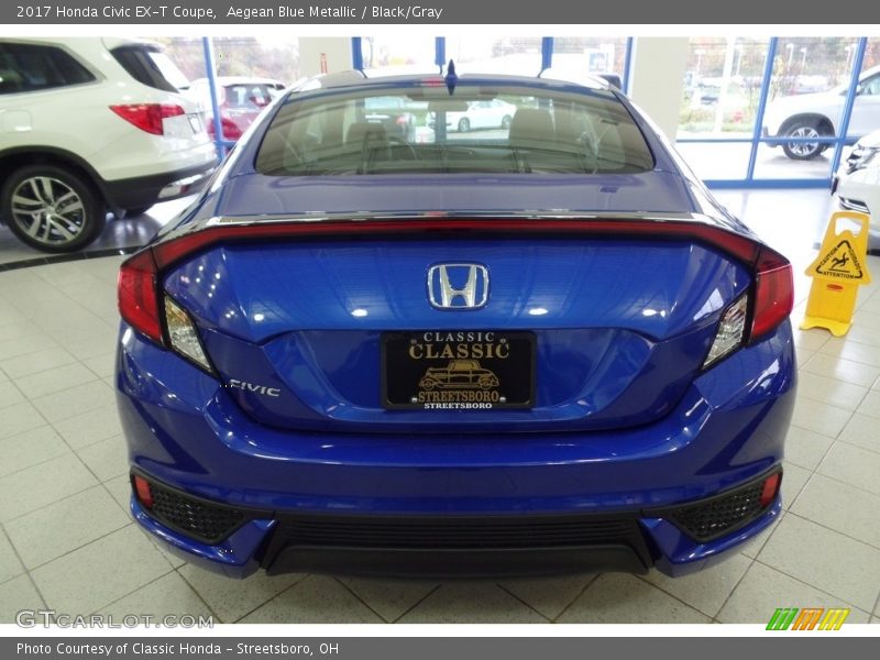 Aegean Blue Metallic / Black/Gray 2017 Honda Civic EX-T Coupe