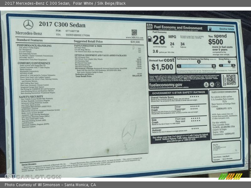 Polar White / Silk Beige/Black 2017 Mercedes-Benz C 300 Sedan
