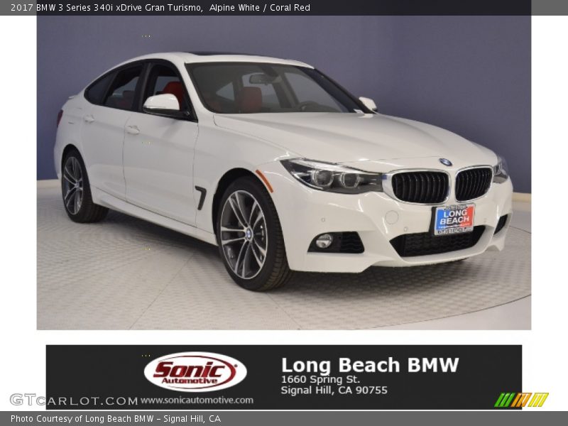 Alpine White / Coral Red 2017 BMW 3 Series 340i xDrive Gran Turismo