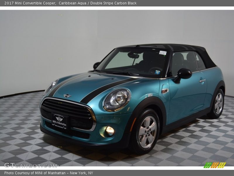 Caribbean Aqua / Double Stripe Carbon Black 2017 Mini Convertible Cooper