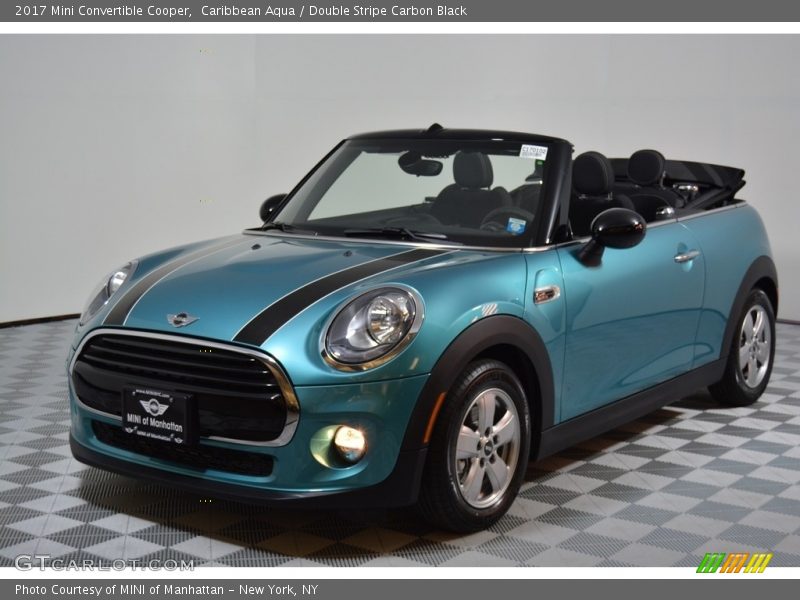 Caribbean Aqua / Double Stripe Carbon Black 2017 Mini Convertible Cooper