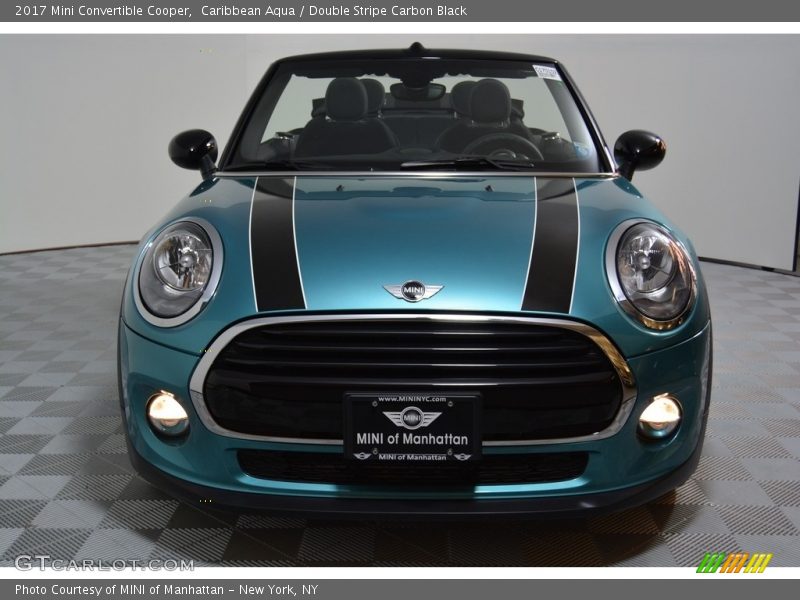 Caribbean Aqua / Double Stripe Carbon Black 2017 Mini Convertible Cooper