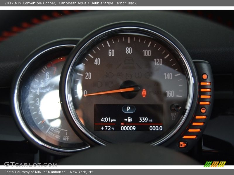 Caribbean Aqua / Double Stripe Carbon Black 2017 Mini Convertible Cooper