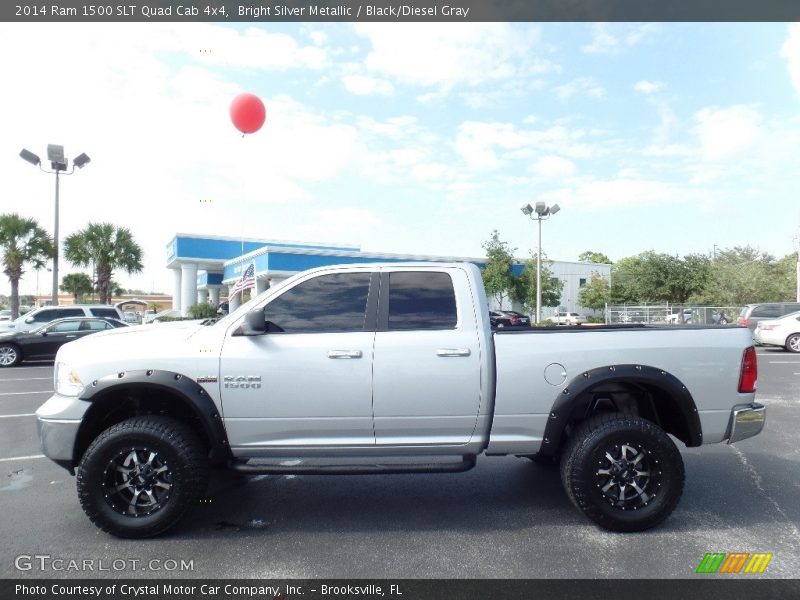 Bright Silver Metallic / Black/Diesel Gray 2014 Ram 1500 SLT Quad Cab 4x4