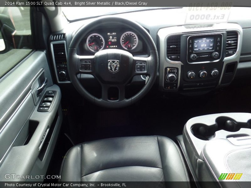 Bright Silver Metallic / Black/Diesel Gray 2014 Ram 1500 SLT Quad Cab 4x4
