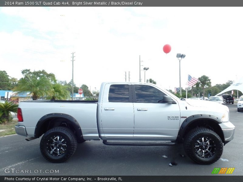 Bright Silver Metallic / Black/Diesel Gray 2014 Ram 1500 SLT Quad Cab 4x4