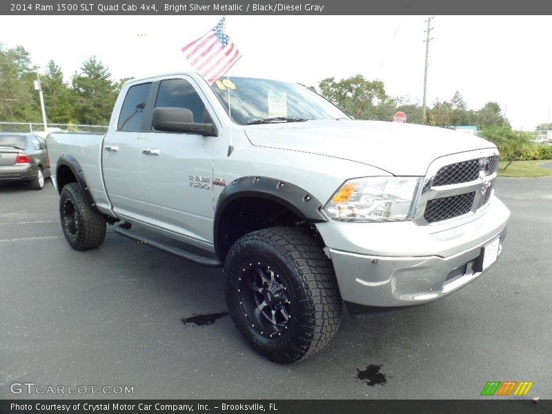 Bright Silver Metallic / Black/Diesel Gray 2014 Ram 1500 SLT Quad Cab 4x4