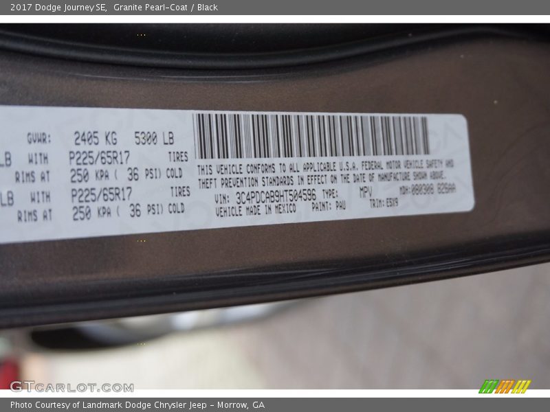Granite Pearl-Coat / Black 2017 Dodge Journey SE