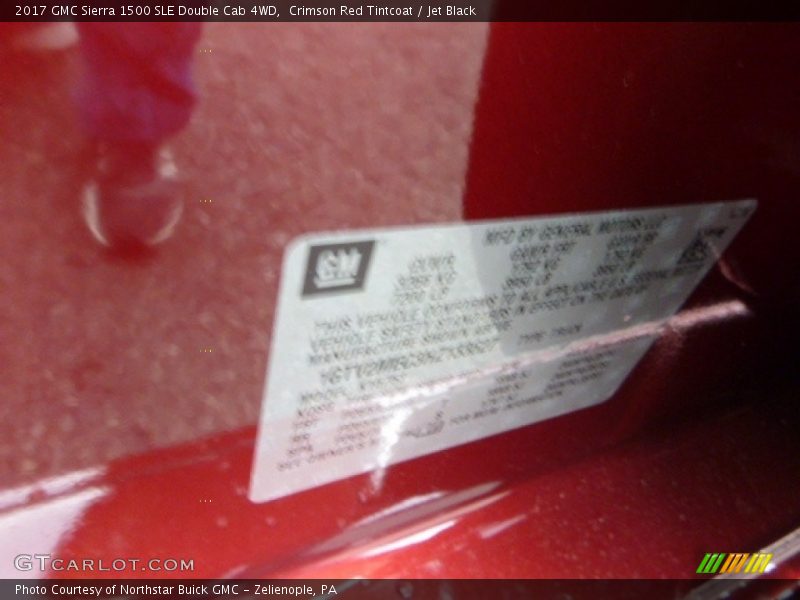 Crimson Red Tintcoat / Jet Black 2017 GMC Sierra 1500 SLE Double Cab 4WD