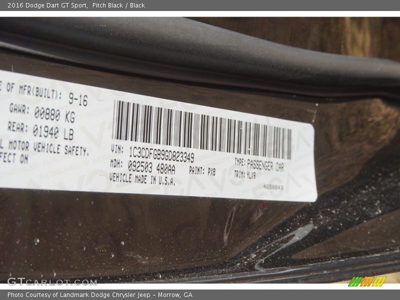 Pitch Black / Black 2016 Dodge Dart GT Sport