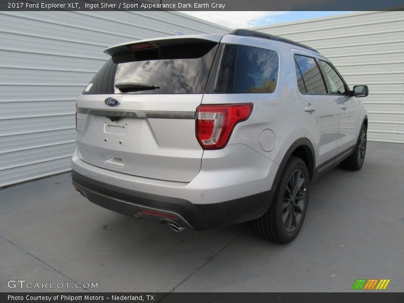 Ingot Silver / Sport Appearance Dark Earth Gray 2017 Ford Explorer XLT