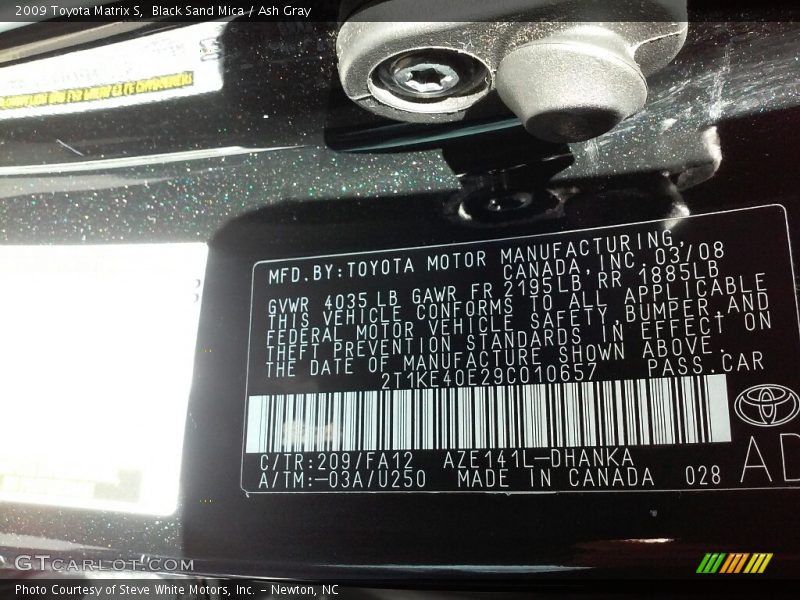 Black Sand Mica / Ash Gray 2009 Toyota Matrix S