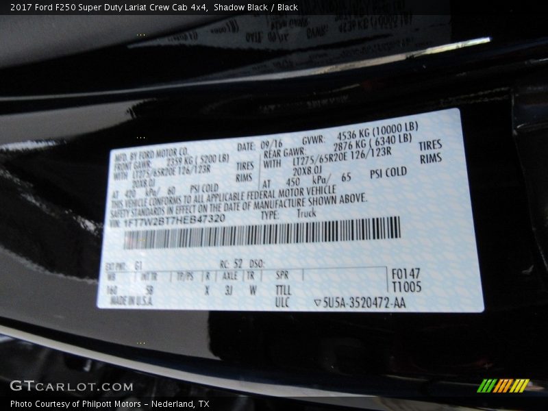 Shadow Black / Black 2017 Ford F250 Super Duty Lariat Crew Cab 4x4