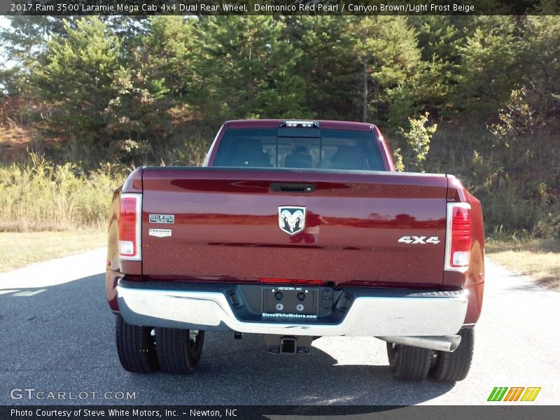 Delmonico Red Pearl / Canyon Brown/Light Frost Beige 2017 Ram 3500 Laramie Mega Cab 4x4 Dual Rear Wheel
