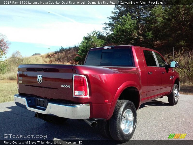 Delmonico Red Pearl / Canyon Brown/Light Frost Beige 2017 Ram 3500 Laramie Mega Cab 4x4 Dual Rear Wheel