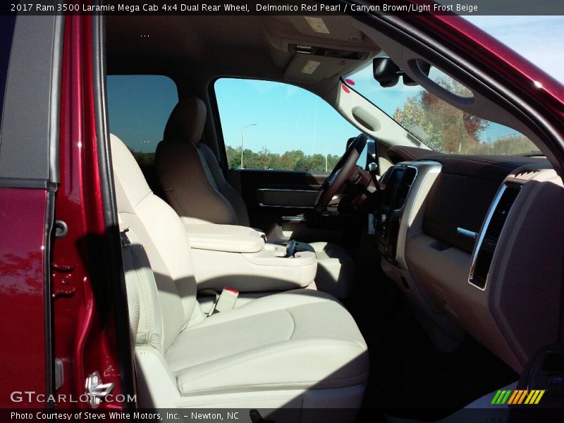 Delmonico Red Pearl / Canyon Brown/Light Frost Beige 2017 Ram 3500 Laramie Mega Cab 4x4 Dual Rear Wheel