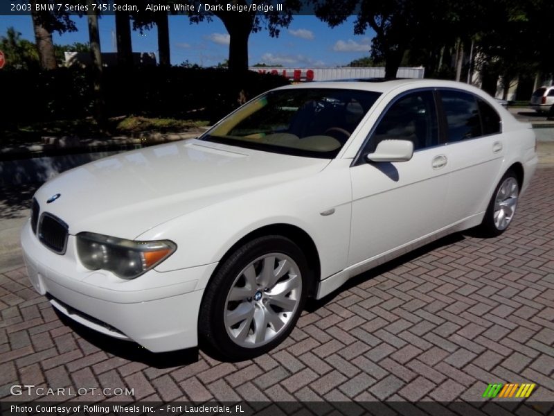 Alpine White / Dark Beige/Beige III 2003 BMW 7 Series 745i Sedan