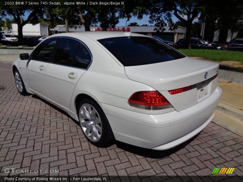 Alpine White / Dark Beige/Beige III 2003 BMW 7 Series 745i Sedan