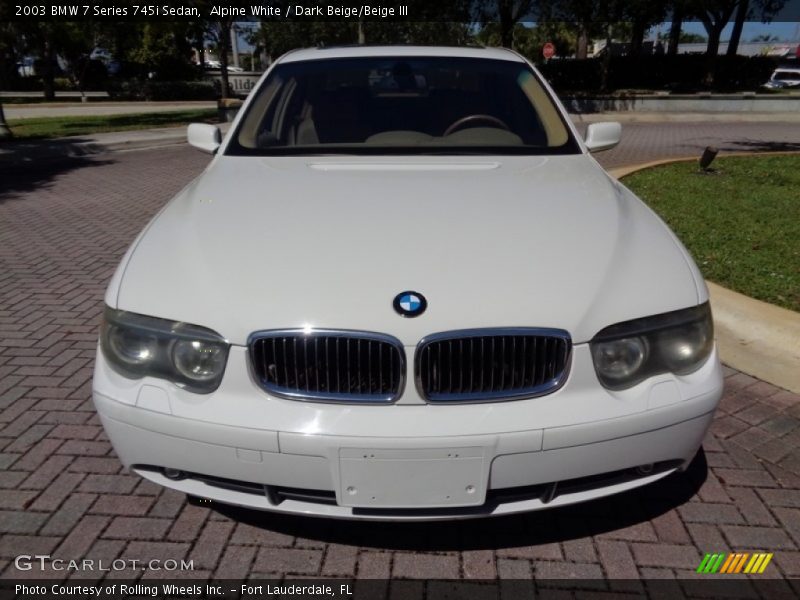Alpine White / Dark Beige/Beige III 2003 BMW 7 Series 745i Sedan