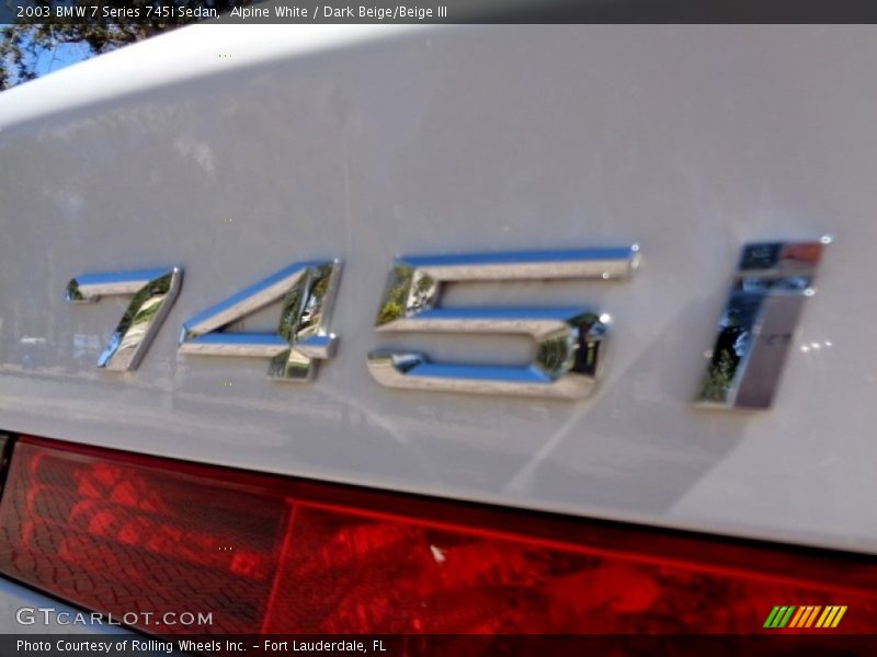 Alpine White / Dark Beige/Beige III 2003 BMW 7 Series 745i Sedan