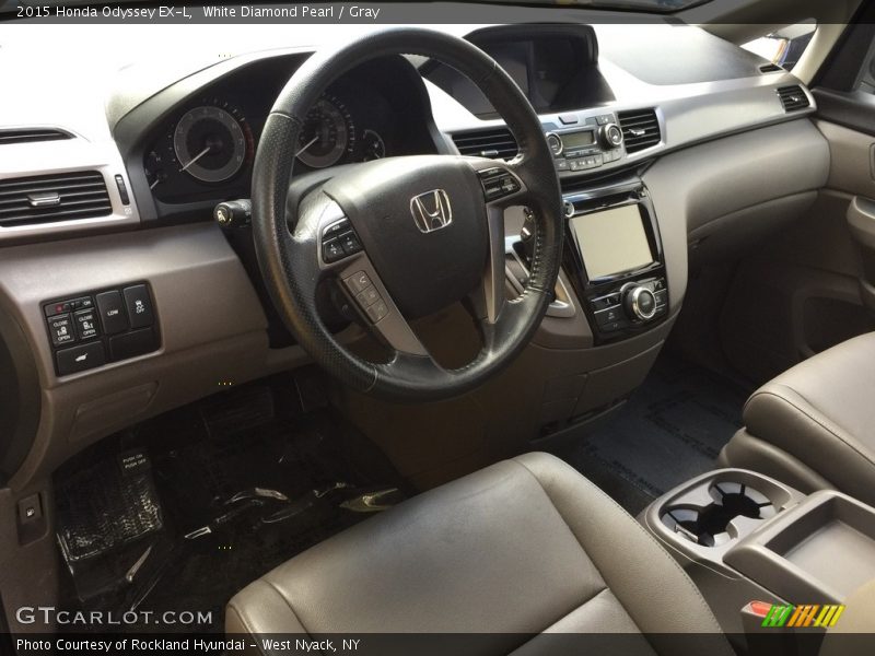 White Diamond Pearl / Gray 2015 Honda Odyssey EX-L
