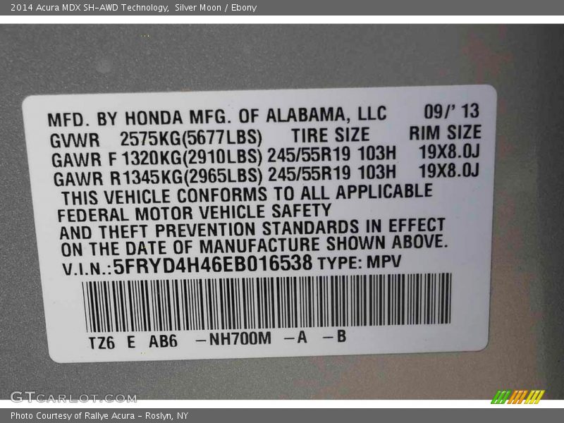 Silver Moon / Ebony 2014 Acura MDX SH-AWD Technology