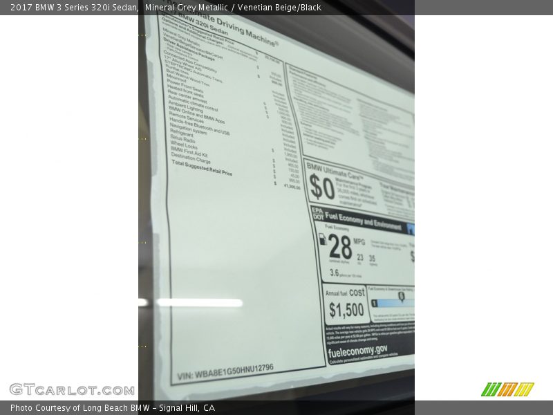 Mineral Grey Metallic / Venetian Beige/Black 2017 BMW 3 Series 320i Sedan