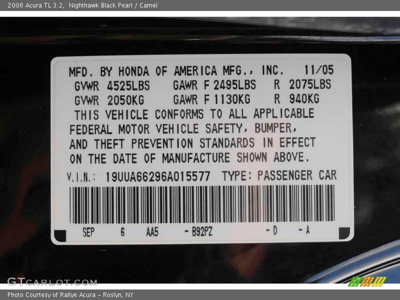 Nighthawk Black Pearl / Camel 2006 Acura TL 3.2
