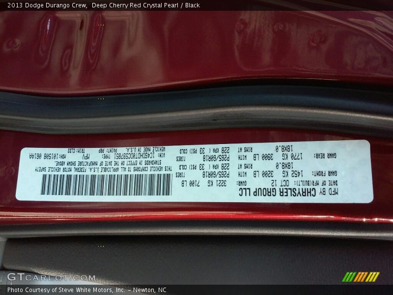 Deep Cherry Red Crystal Pearl / Black 2013 Dodge Durango Crew