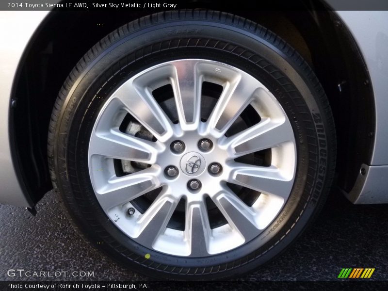Silver Sky Metallic / Light Gray 2014 Toyota Sienna LE AWD