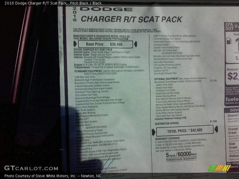 Pitch Black / Black 2016 Dodge Charger R/T Scat Pack