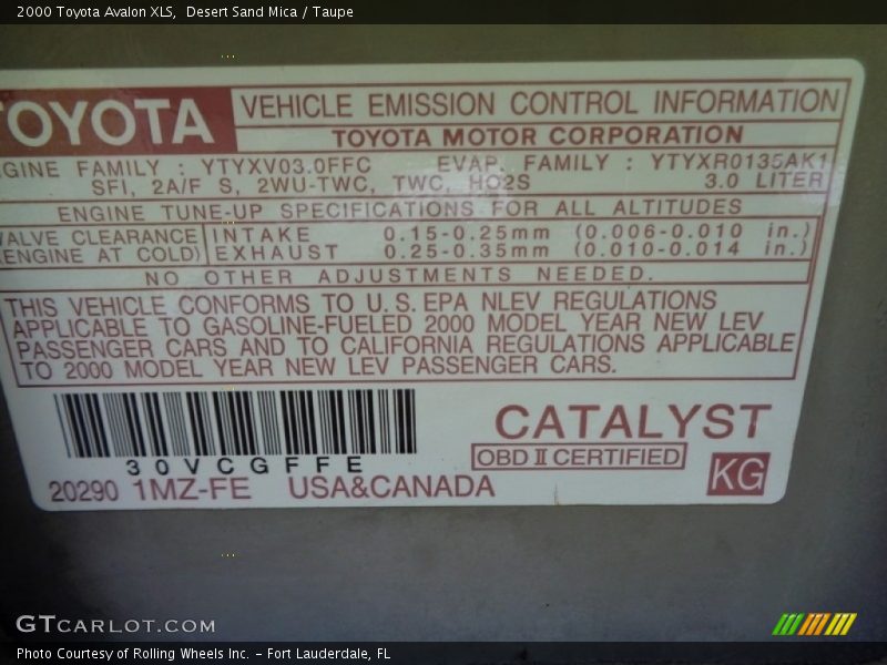 Desert Sand Mica / Taupe 2000 Toyota Avalon XLS