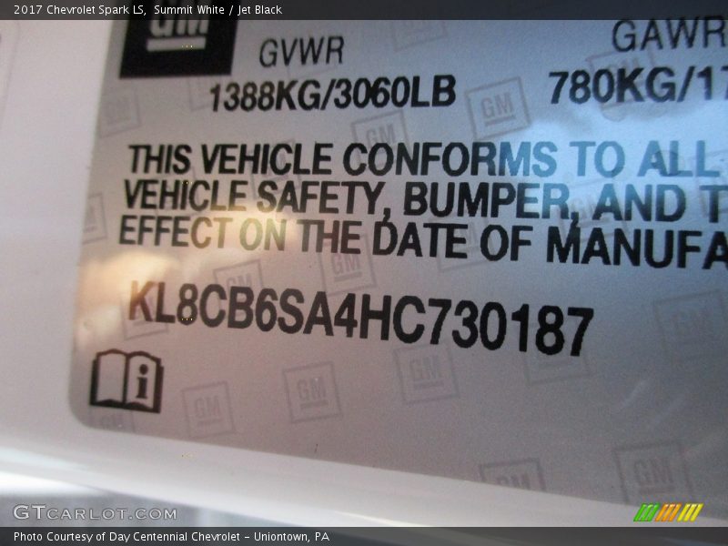 Summit White / Jet Black 2017 Chevrolet Spark LS