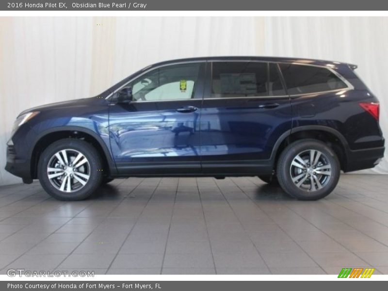 Obsidian Blue Pearl / Gray 2016 Honda Pilot EX