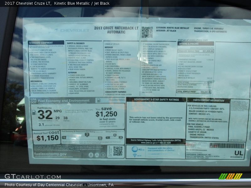 Kinetic Blue Metallic / Jet Black 2017 Chevrolet Cruze LT