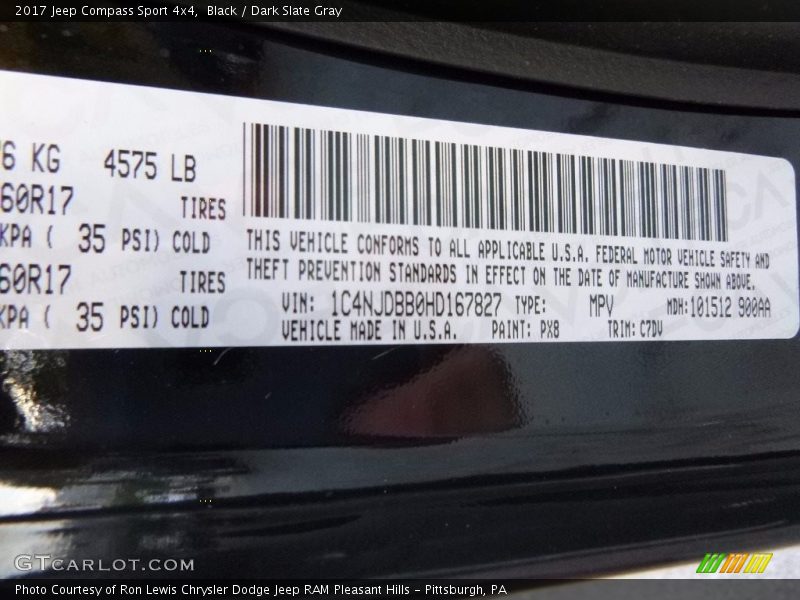 Black / Dark Slate Gray 2017 Jeep Compass Sport 4x4