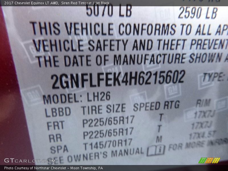 Siren Red Tintcoat / Jet Black 2017 Chevrolet Equinox LT AWD