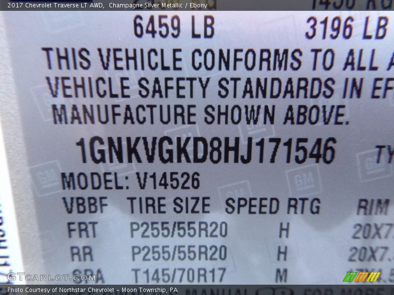 Champagne Silver Metallic / Ebony 2017 Chevrolet Traverse LT AWD