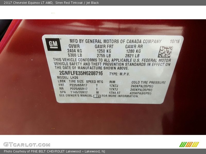 Siren Red Tintcoat / Jet Black 2017 Chevrolet Equinox LT AWD