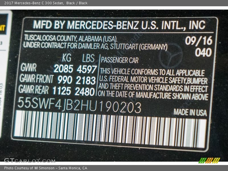 Black / Black 2017 Mercedes-Benz C 300 Sedan