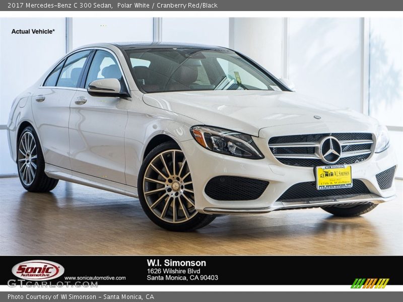 Polar White / Cranberry Red/Black 2017 Mercedes-Benz C 300 Sedan