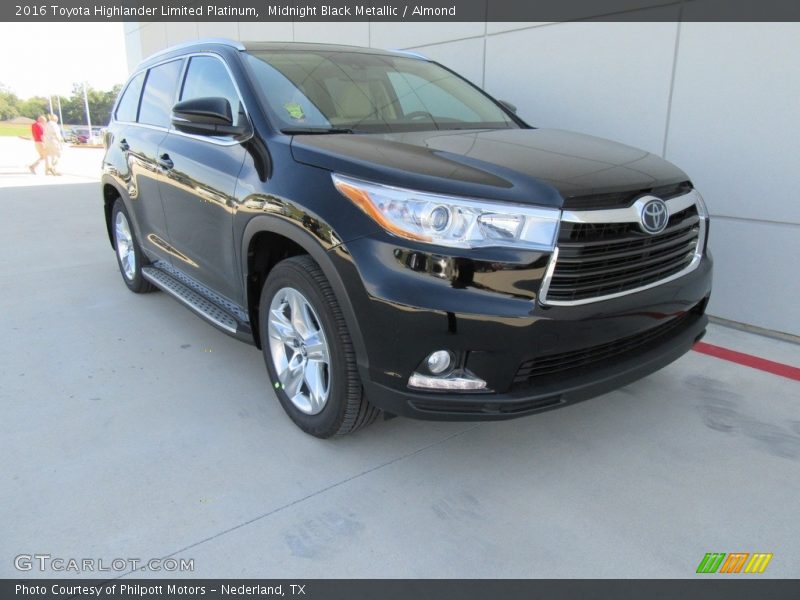 Midnight Black Metallic / Almond 2016 Toyota Highlander Limited Platinum
