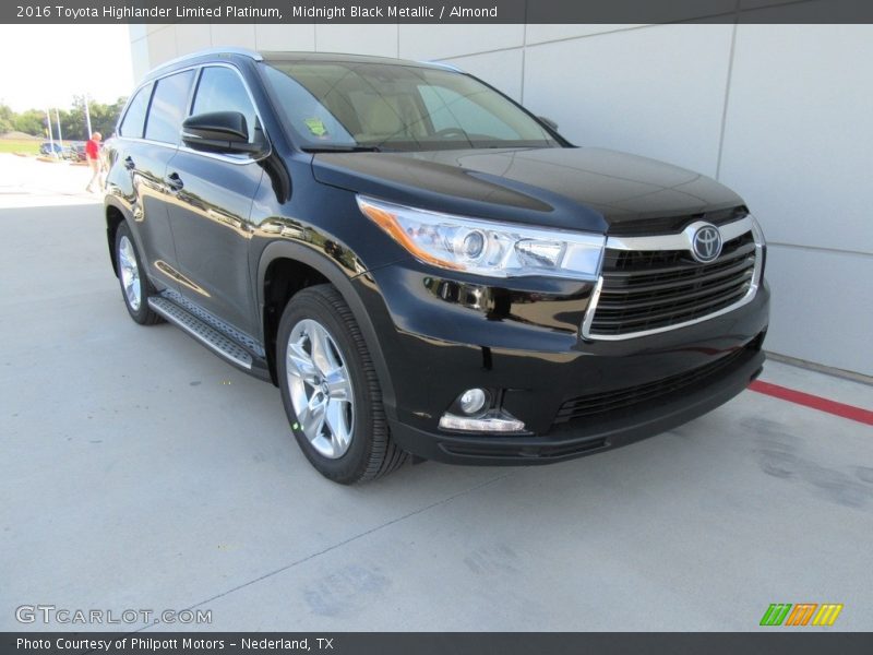 Midnight Black Metallic / Almond 2016 Toyota Highlander Limited Platinum