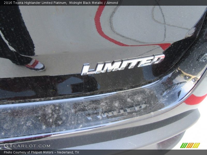 Midnight Black Metallic / Almond 2016 Toyota Highlander Limited Platinum