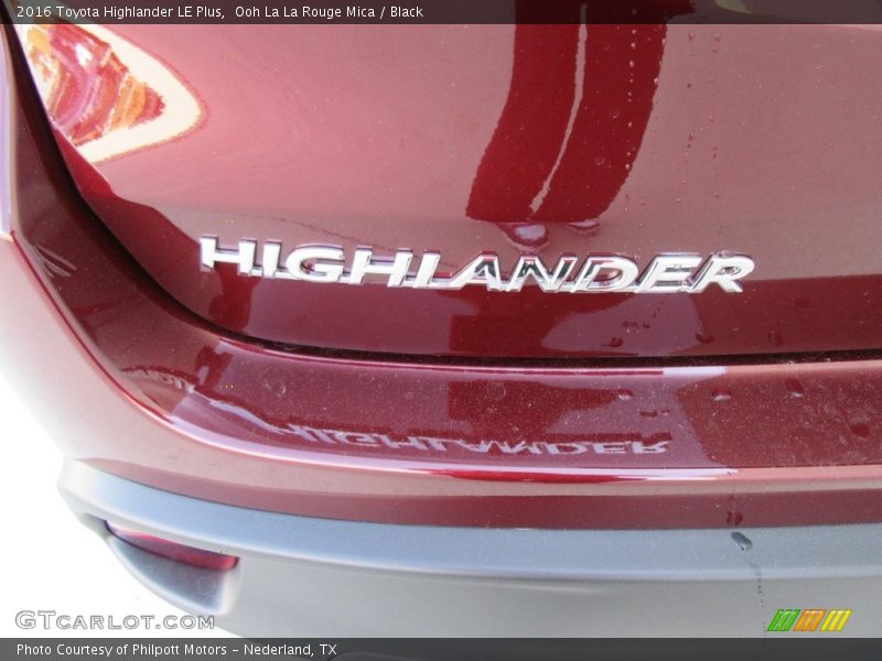 Ooh La La Rouge Mica / Black 2016 Toyota Highlander LE Plus