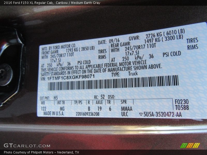 Caribou / Medium Earth Gray 2016 Ford F150 XL Regular Cab